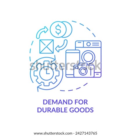 Demand for durable goods blue gradient concept icon. Products with long usage life. Round shape line illustration. Abstract idea. Graphic design. Easy to use in brochure marketing