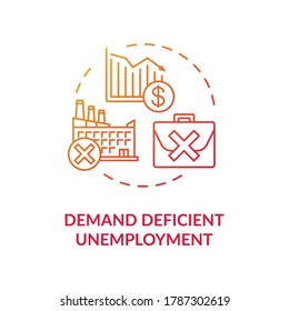 Demand efficient unemployment red gradient concept icon. Loss of job position. Labour force issue. Social economic problem idea thin line illustration. Vector isolated outline RGB color drawing