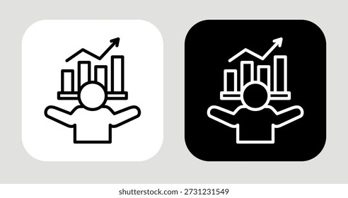 Icono de flujo de demanda en estilo de línea en blanco y negro