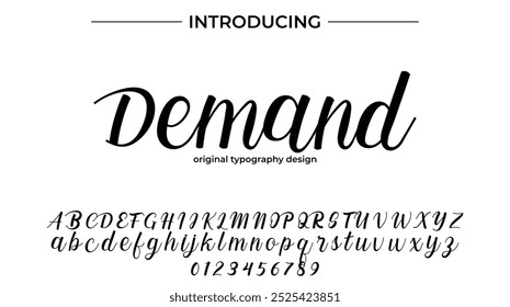 Demand Font Stylish brush painted an uppercase vector letters, alphabet, typeface