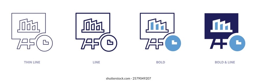 Demand forecasting icon in 4 different styles. Thin Line, Line, Bold, and Bold Line. Duotone style. Editable stroke.