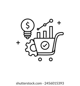 Demand Forecasting and Planning Vector Icon Design Anticipating future market demand and strategizing production, inventory, and supply chain management accordingly to optimize resources 