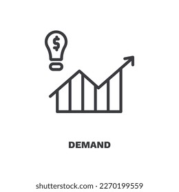 demand icon. Thin line demand icon from marketing collection. Outline vector isolated on white background. Editable demand symbol can be used web and mobile