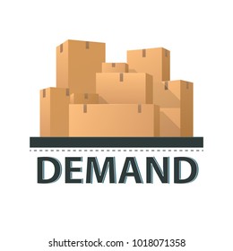 Demand illustration. Box of product supply business concept. 