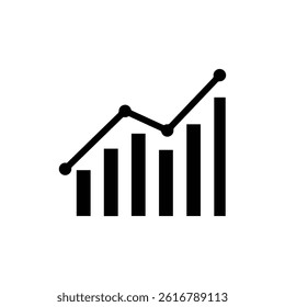 Demand Sensing Icon with Wave Bars Graph Black Flat