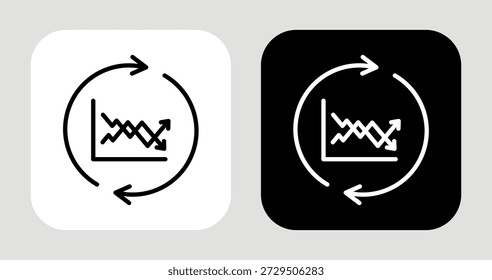 Icono de cambio de demanda en estilo de línea en blanco y negro