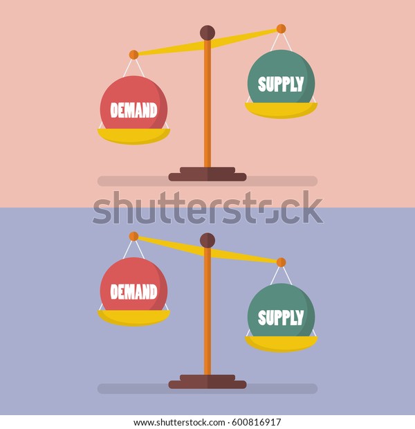 Demand\
and supply balance on the scale. Economic\
Concept