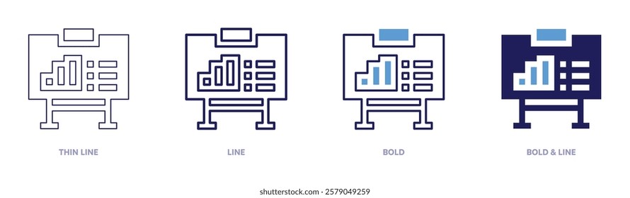 Demand trend icon in 4 different styles. Thin Line, Line, Bold, and Bold Line. Duotone style. Editable stroke.