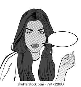 Demanding woman. Demanding girl. Girl looking questioningly.