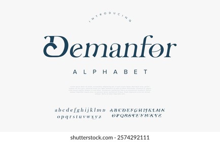 Demanfor typography beauty fashion elegant minimalist serif italic fonts decorative wedding vintage retro logos. Minimal luxury font alphabet logo. Vector illustration