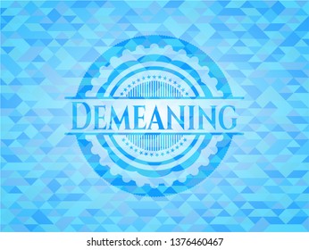 Demeaning light blue mosaic emblem