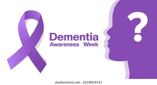 Dementia Awareness Week. Human, ribbon and exclamation mark. Suitable for posters, banners, social media and more. White background.