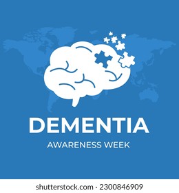 Dementia Awareness week with illustrations of brains and puzzles