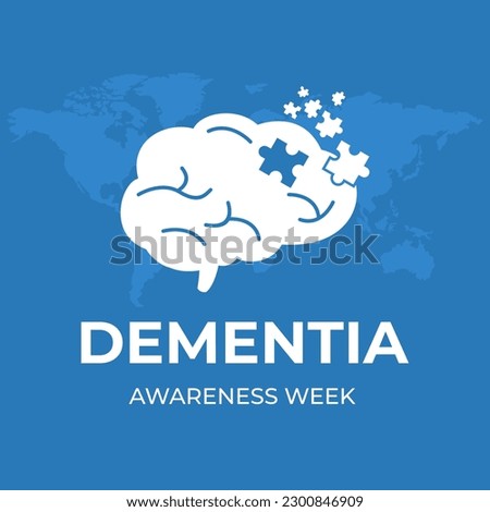 Dementia Awareness week with illustrations of brains and puzzles