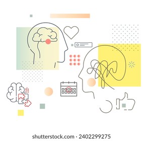 Dementia, Depression, Confusion and Anxiety - Symptoms - Stock Illustration as EPS 10 File