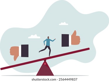 Demerit and merit evaluation, advantage and disadvantage in comparison, performance assessment, manager evaluation,business concept.flat character.