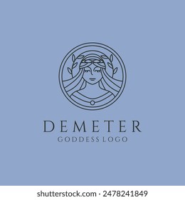 demeter diosa griega línea arte logo símbolo de Vector ilustración diseño