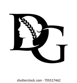 demeter vector logo. silhouette vector. letter d and g vector logo.