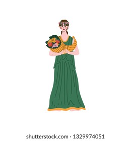 Demetra Greek Goddess, Ancient Greece Mythology Hero Vector Illustration