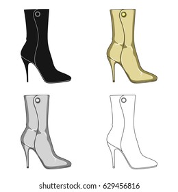 Demi tall womens boots high heel.Different shoes single icon in cartoon style vector symbol stock illustration.