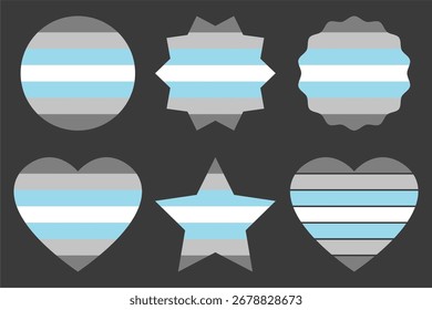 Demiboy orgulho bandeira cores forma conjunto vetor ilustration.LGBTQ+ comunidade.