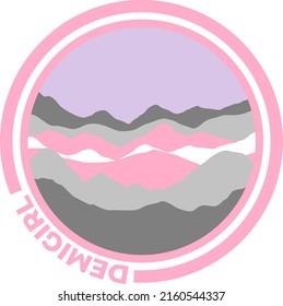 Demigirl flag with mountain pattern. Hills with pride colors