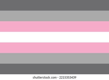 Demigirl Flagge stolz Vektorgrafik. Geschlechtsidentität, die jemanden beschreibt, der sich teilweise als Frau oder Mädchen identifiziert, sich teilweise außerhalb des Binärbereichs fühlen, enger an das weibliche Geschlecht. LGBTQ+.