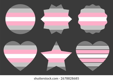 Bandeira do orgulho de Demigirl cores forma conjunto vetor ilustration.LGBTQ+ comunidade.