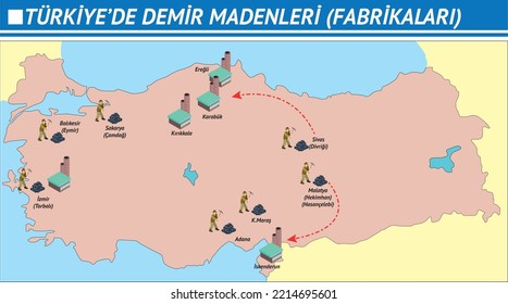 Türkiyede Demir Madenleri Harita, Coğrafya Haritaları, Madenler, Demir Madenleri, Demir, Bakır Yatakları, Boksit, Bor, Alüminyum, Mermer, Altın, Mermer, Krom, Kükürt, Nikel, Coğrafya Harita