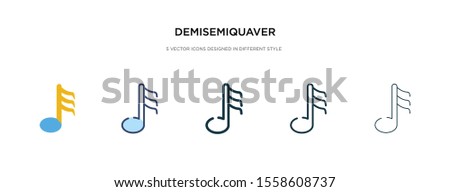 demisemiquaver icon in different style vector illustration. two colored and black demisemiquaver vector icons designed in filled, outline, line and stroke style can be used for web, mobile, ui
