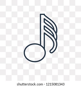 Demisemiquaver vector outline icon isolated on transparent background, high quality linear Demisemiquaver transparency concept can be used web and mobile