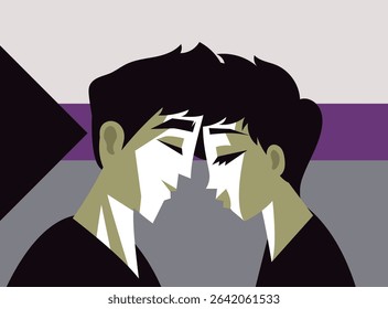 demisexual asexual proud couple with flag