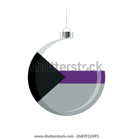 Demisexual Christmas ball icon vector isolated on a white background. LGBTQ+ decorative Christmas tree ornament. Christmas hanging bauble with a Demisexuality pride flag symbol. LGBTQ holiday season