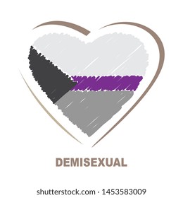 Demisexual flags heart isolated on white background. LGBT pride symbol. Design element for banner, poster or leaflet.