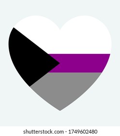 Demisexual pride flag, in heart shape icon on white background, vector illustration