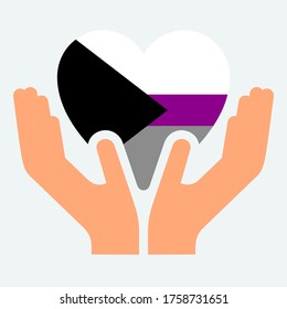 Demisexual pride flag, in heart shape icon on white background, vector illustration