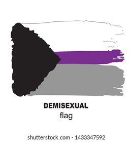 Demisexual pride flag isolated on white background. Gay pride symbol. Design element for banner, poster or leaflet. Grunge style.