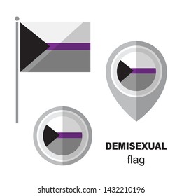 Demisexual pride flag and map pointer. Gay pride symbol. Design element for banner, poster or leaflet. Flat design.