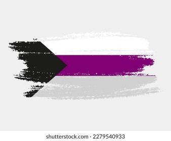 Bandera del Orgullo Demisexual pintada con pincel sobre fondo blanco. Concepto de derechos LGBT. Afiche de los modernos desfiles del orgullo. Ilustración del vector