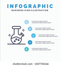 Demo flask, Lab, Potion Line icon with 5 steps presentation infographics Background
