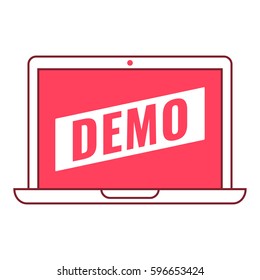 Demo. Flat vector laptop icon design illustration on white background.