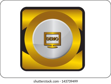 demo golden square web icon on white background