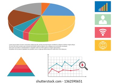 demo paper notes with text and icons for sample business concept