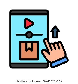 Demo Reel outline color, mini illustration icon. use for modern concept, print, UI, UX kit, web and app development. Vector related to product offering, marketing, business.

