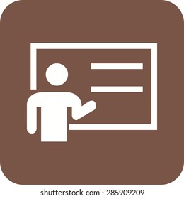 Demo, speech, exhibition icon vector image. Can also be used for education, academics and science. Suitable for use on web apps, mobile apps, and print media.