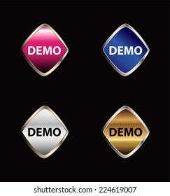 Demo sticker icon vector set 