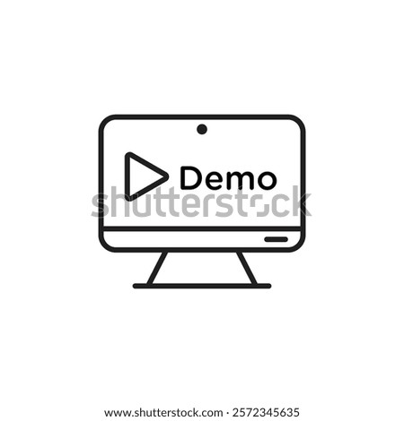 Demo video icon Vector flat thin line illustration