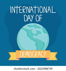 democracy day illustration with earth planet
