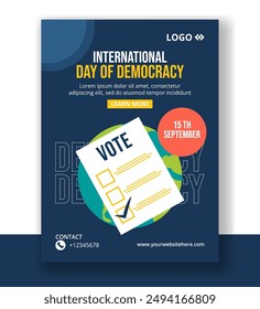 Democracy Day Vertical Poster Flat Cartoon Hand Drawn Templates Background Illustration
