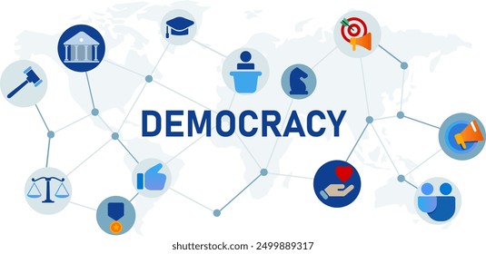 democracy democratic national choose debate choice people law justice order politic politician icon set design